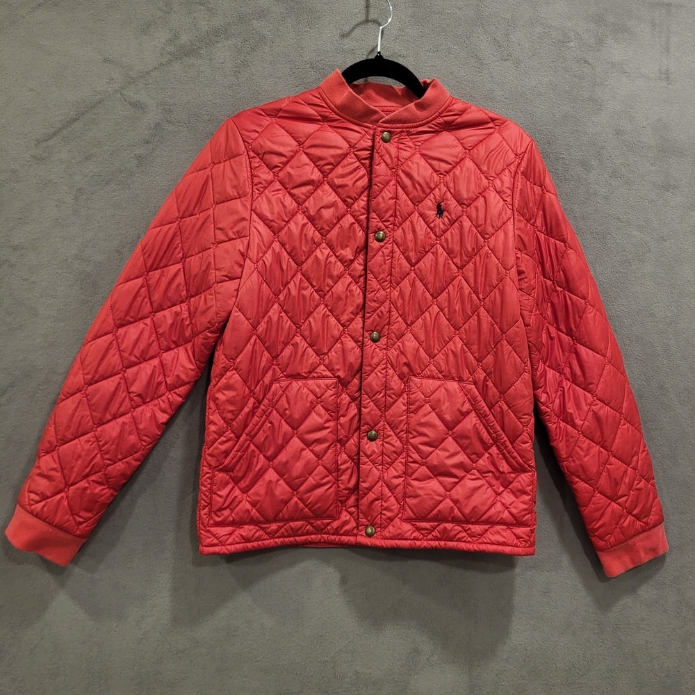 Polo Ralph Lauren Jacket Youth XL (18-20) Quilted Bomber Insulated Red Warm Cozy